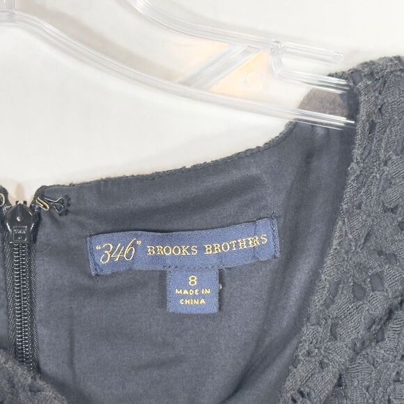 Brooks Brothers Size 8 Dress Black Lace Lined Shift Sleeveless Knee Length 446 - Picture 7 of 8